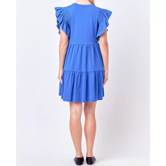 Like New English Factory Women's Knit Ruffled Mini Dress - Picture 2 of 7